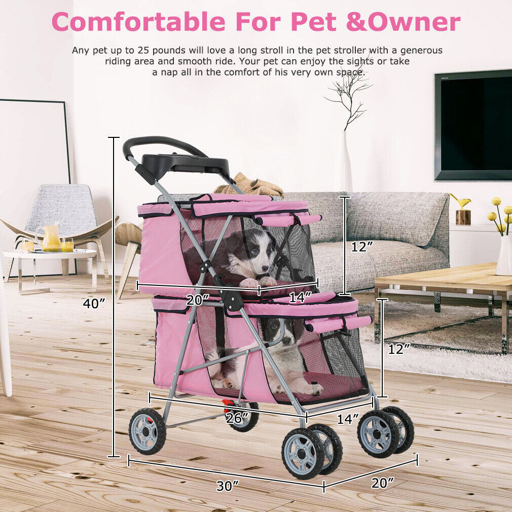 Dog Stroller Cat Stroller Pet Carriers Bag Jogger Stroller for Small Medium Dogs