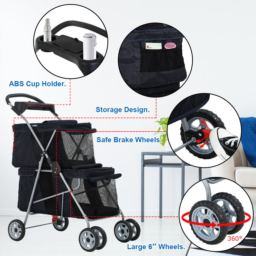 Dog Stroller Cat Stroller Pet Carriers Bag Jogger Stroller for Small Medium Dogs