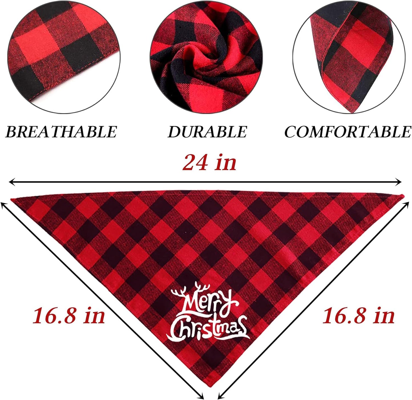 Holiday Plaid Dog Bandanas, 6 Pack Halloween Thanksgiving Christmas Dog Puppy Costume Decorations
