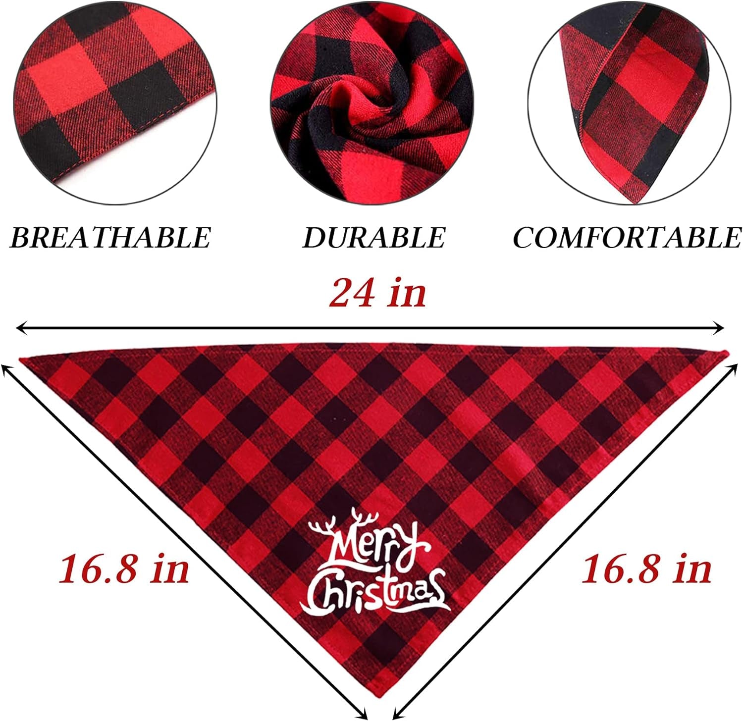 Holiday Plaid Dog Bandanas, 6 Pack Halloween Thanksgiving Christmas Dog Puppy Costume Decorations