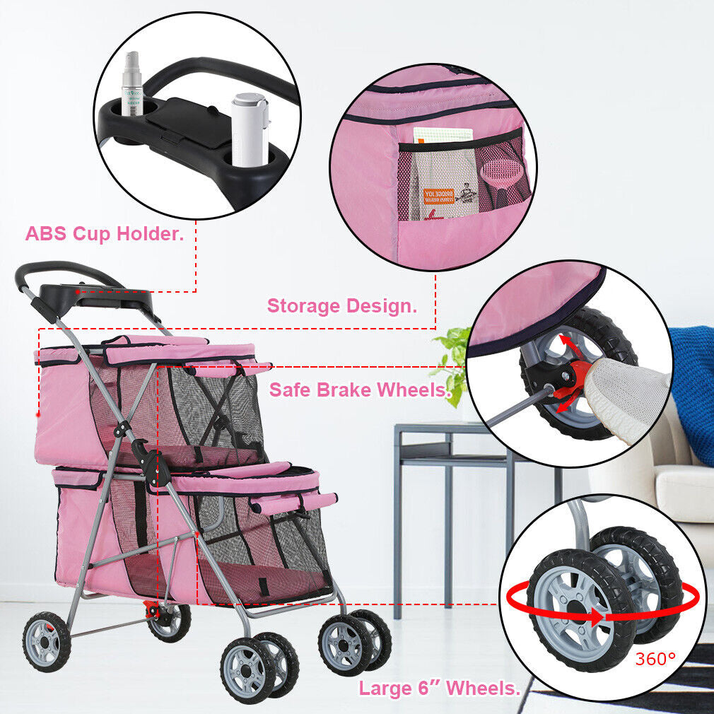 Dog Stroller Cat Stroller Pet Carriers Bag Jogger Stroller for Small Medium Dogs