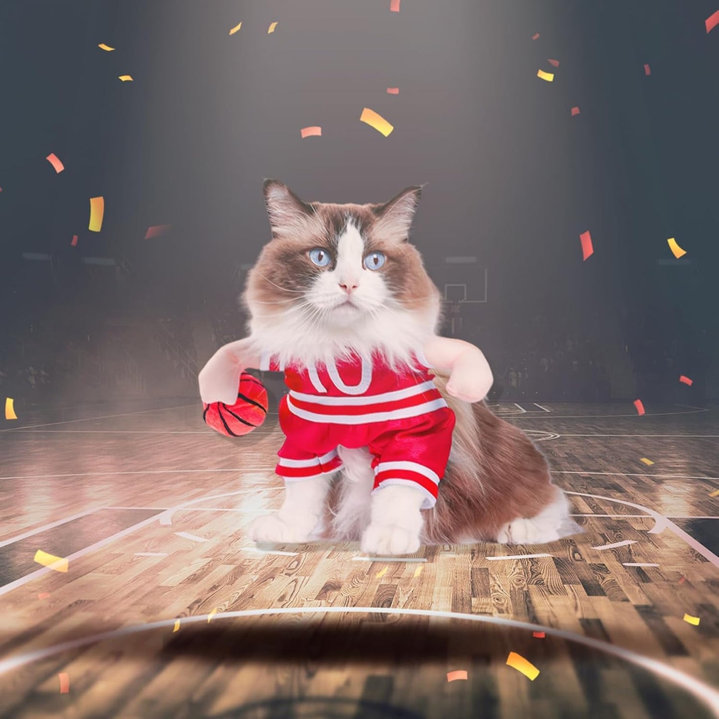 Dog Basketball Player Costume - Pet Halloween Costume Adjustable Funny Dress up Sports Outfit Cosplay Clothes for Small Medium Dog Red