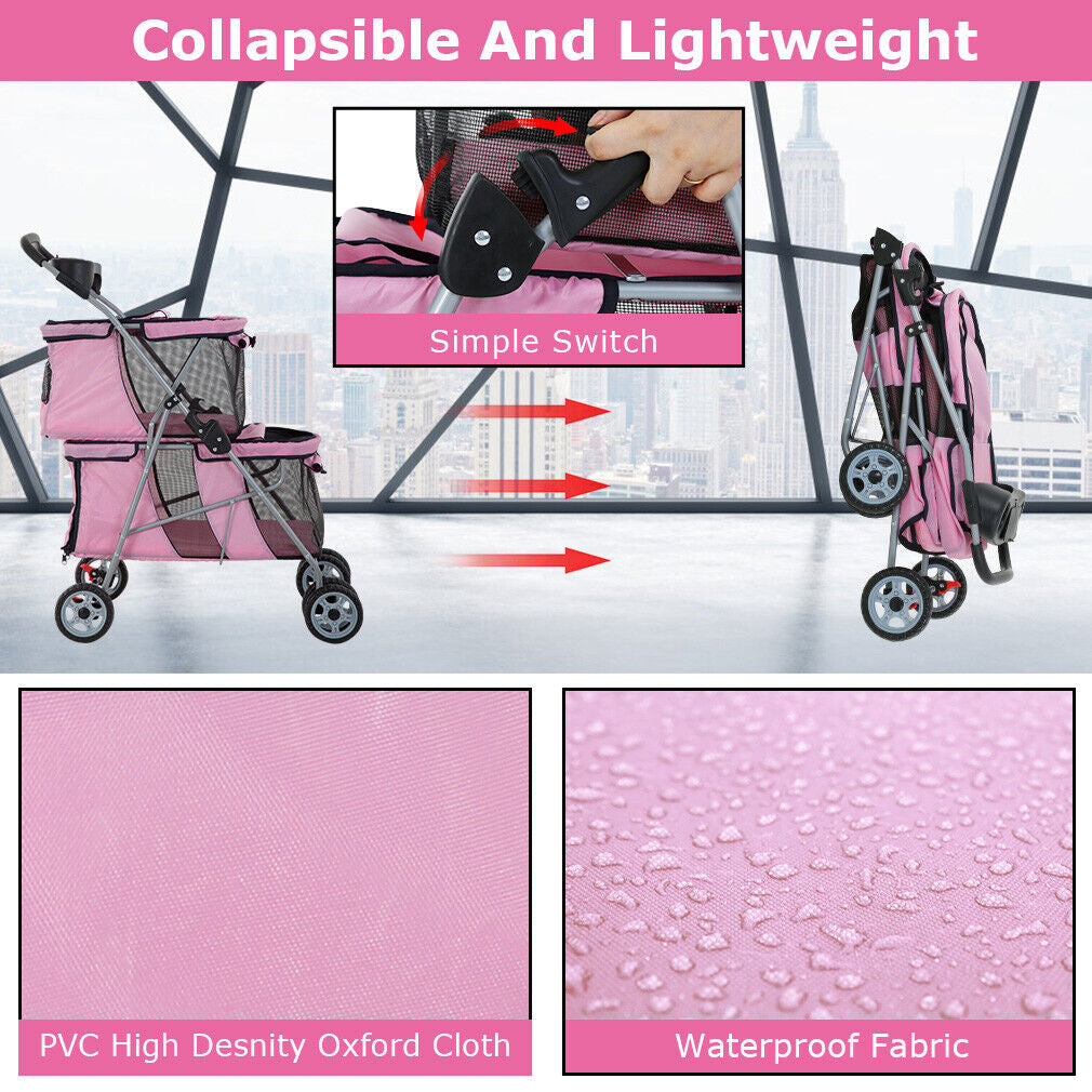 Dog Stroller Cat Stroller Pet Carriers Bag Jogger Stroller for Small Medium Dogs