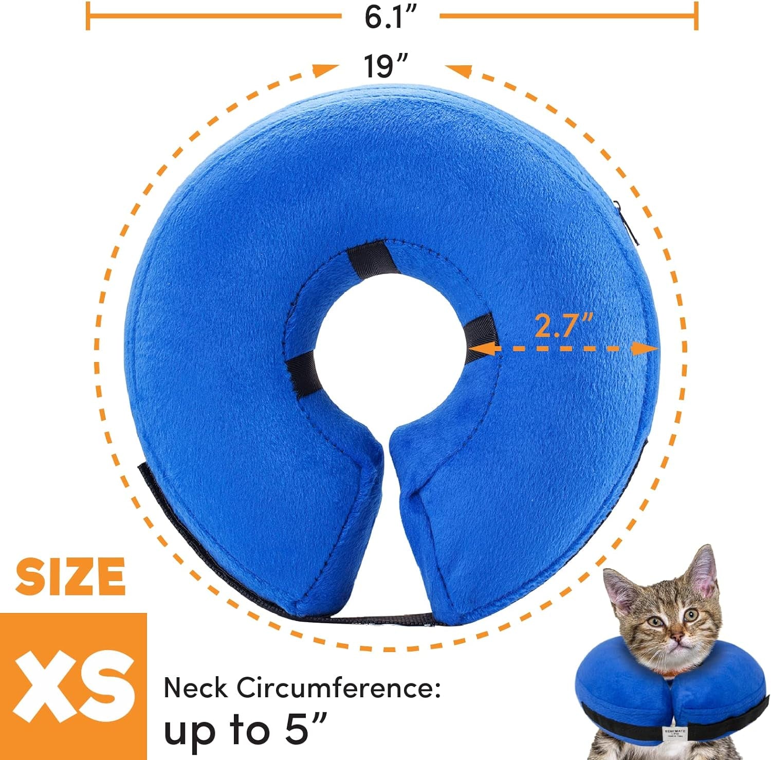 Protective Inflatable Collar for Dogs and Cats - Soft Pet Recovery Collar Does Not Block Vision E-Collar(X-Small,Blue)