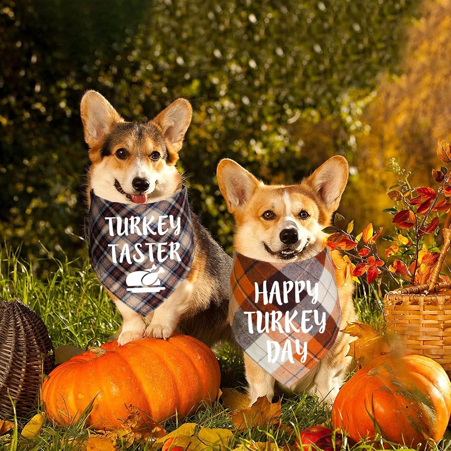 Holiday Plaid Dog Bandanas, 6 Pack Halloween Thanksgiving Christmas Dog Puppy Costume Decorations
