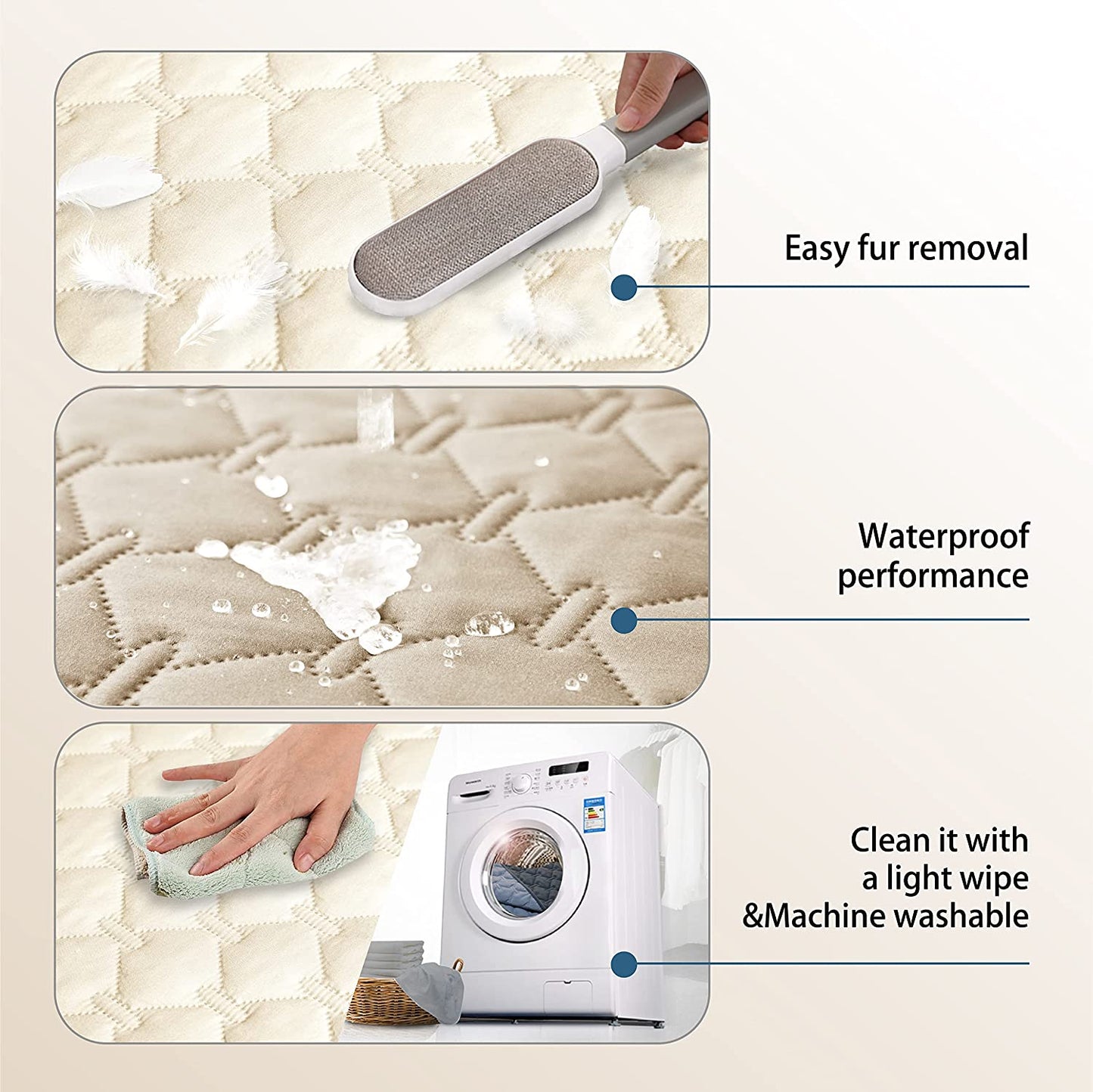 100% Double-Sided Waterproof Dog Bed Cover Pet Blanket Sofa Couch Furniture Protector for Kids Children Dog Cat, Reversible (30X30 Inch (Pack of 1), Dark Beige/Light Beige)