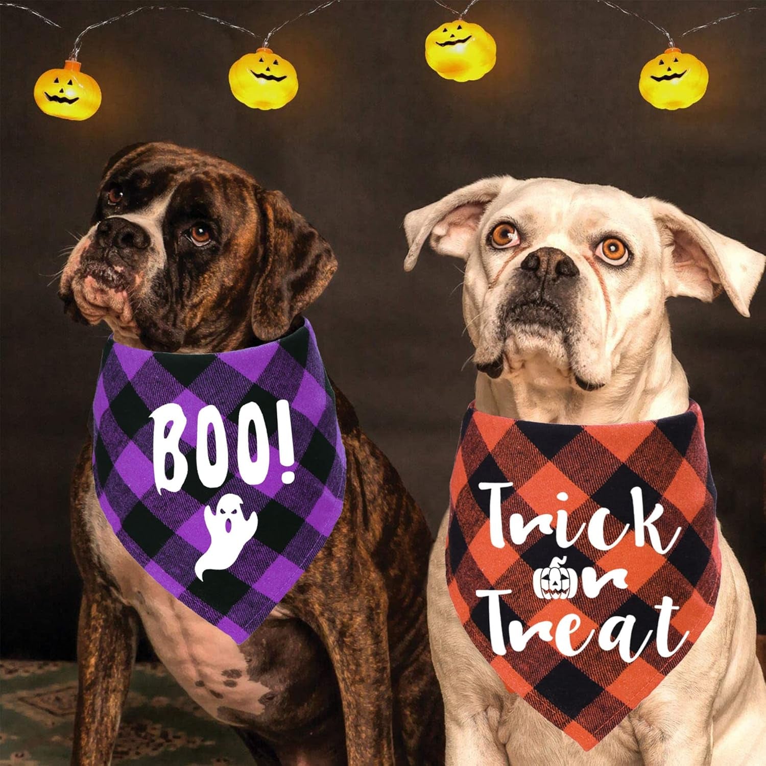 Holiday Plaid Dog Bandanas, 6 Pack Halloween Thanksgiving Christmas Dog Puppy Costume Decorations