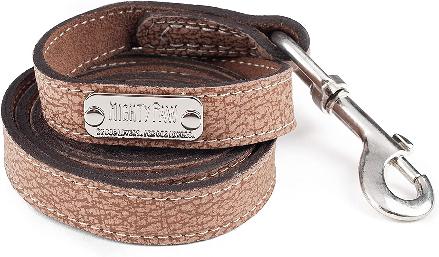 Leather Dog Leash - Genuine Material Leather Leash for All Pet Sizes - Leather Leash for Dogs - Pet Lead - Distressed Leather Leash - 5 Ft Premium Quality Dog Leash - Soft Leather Leash