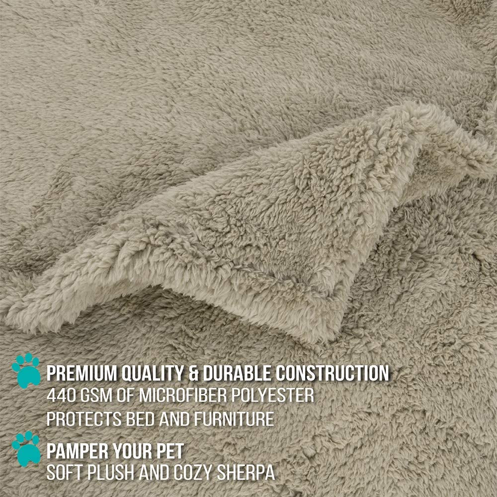 Fluffy Waterproof Dog Blanket for Small Medium Dogs, Soft Warm Pet Sherpa Throw Pee Proof Couch Cover, Reversible Cat Puppy Bed Blanket Sofa Protector, Plush Washable Pad (Taupe Camel, 24X32)