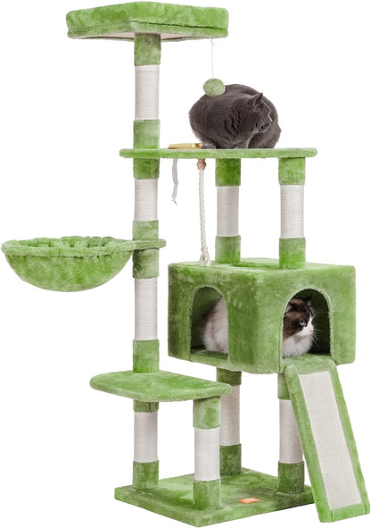 Cat Tree, Cat Tower for Indoor Cats with Scratching Board, Multi-Level Cat Furniture Condo with Feeding Bowl Smoky Gray HCT010G