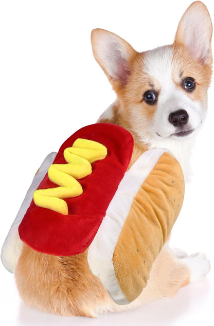 Dog Hot Dog Costume, Dog Halloween Costumes Pet Hot Dog Costume Funny Dog Costume for XS Small Medium Dogs Cats Pets (Medium)