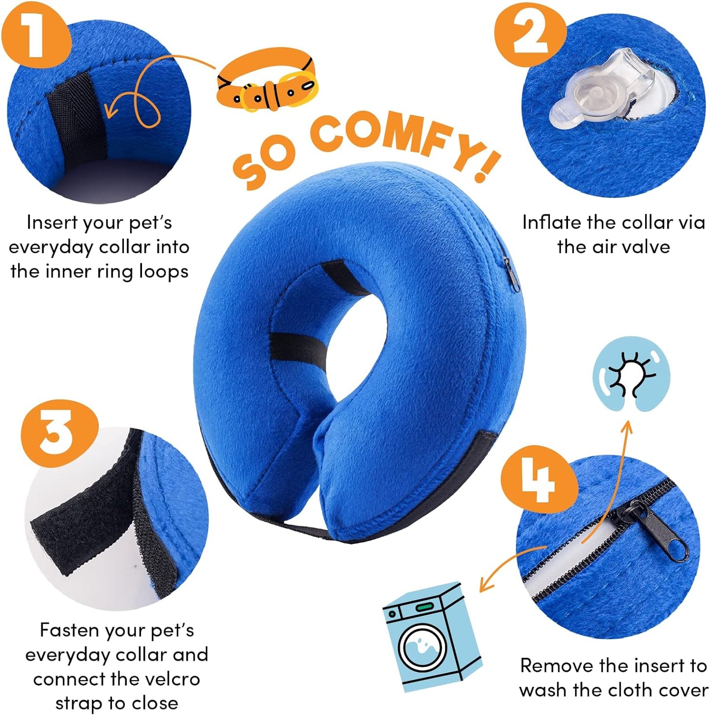 Protective Inflatable Collar for Dogs and Cats - Soft Pet Recovery Collar Does Not Block Vision E-Collar(X-Small，Blue)