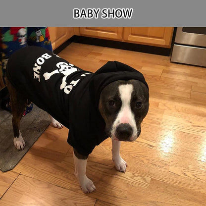 Dog Hoodie - Bad to the Bone Lettered Dog Sweatshirt with Hood, Warm Fleece Dog Sweater Clothes with Leash Hole, Cozy Soft Pet Outfit for Medium Large Dogs, L