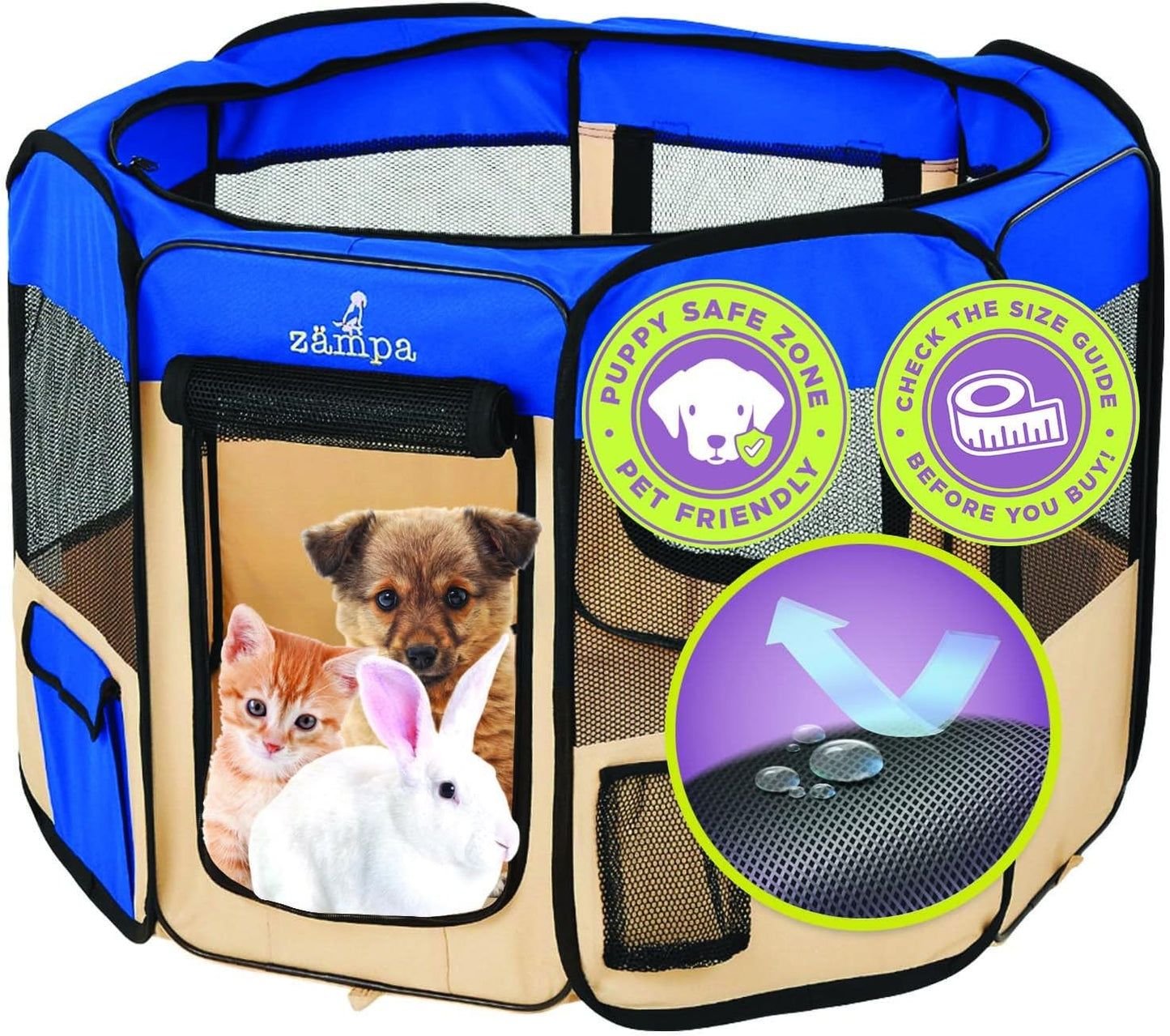 Pop up Portable Medium 45"X45"X24" Playpen for Dog and Cat, Foldable | Indoor/Outdoor Pen & Travel Pet Carrier + Carrying Case