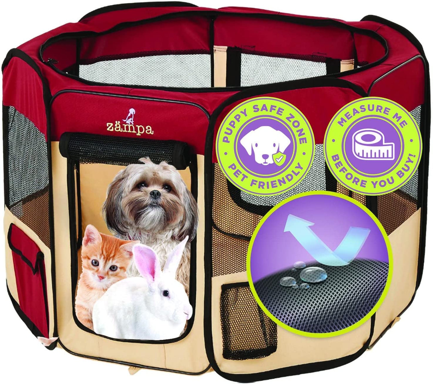 Pop up Portable Medium 45"X45"X24" Playpen for Dog and Cat, Foldable | Indoor/Outdoor Pen & Travel Pet Carrier + Carrying Case