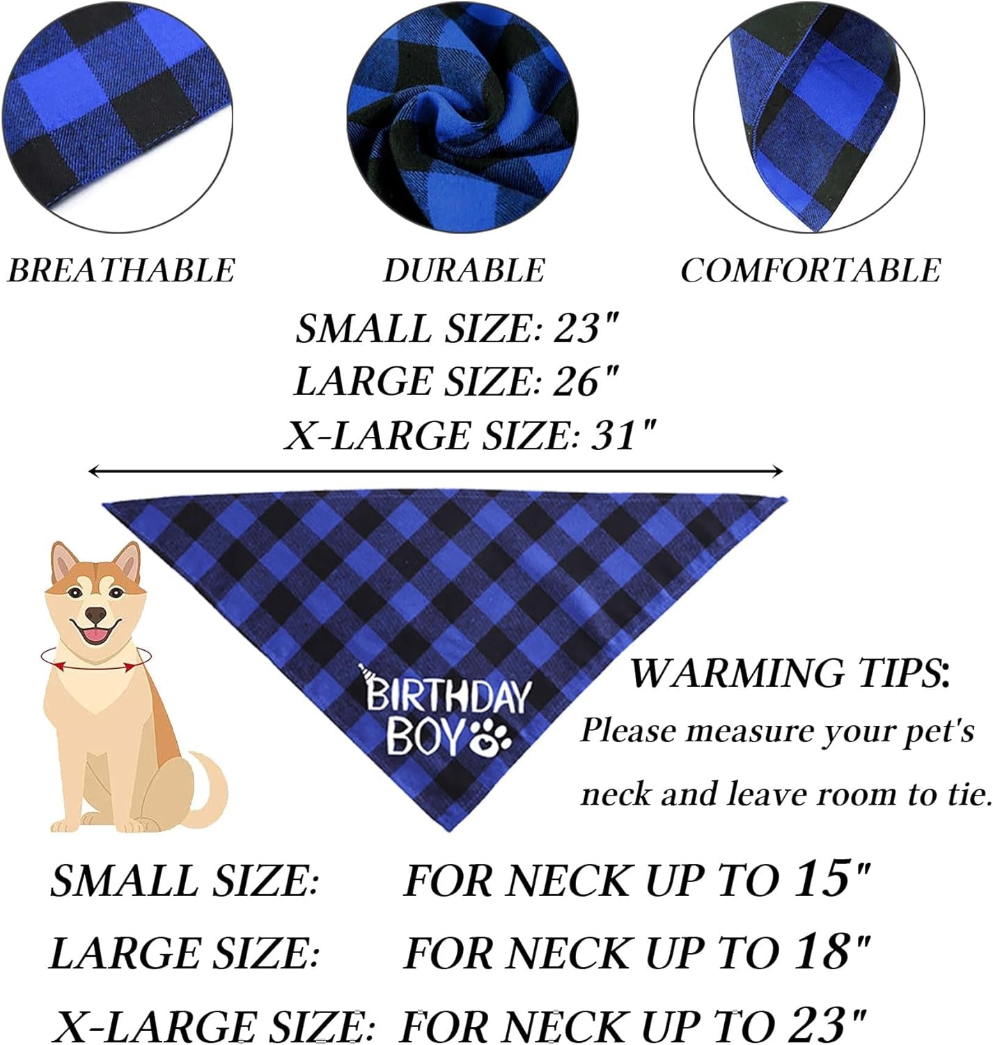 Dog Birthday Party Supplies, X-Large, Blue - Includes Hat, Bandana, Bow Tie, Numbers & Glue Points