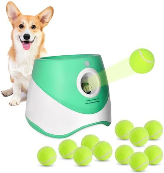 Ball Launcher for Dogs, Automatic Dog Ball Launcher with 12Tennis Balls,Ball Thrower for Dogs Indoor and Outdoor