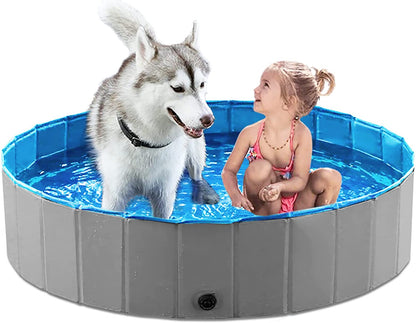 Foldable Dog Pet Bath Pool Collapsible Dog Pet Pool Bathing Tub Kiddie Pool Doggie Wading Pool for Puppy Small Medium Large Dogs Cats and Kids 32" Blue