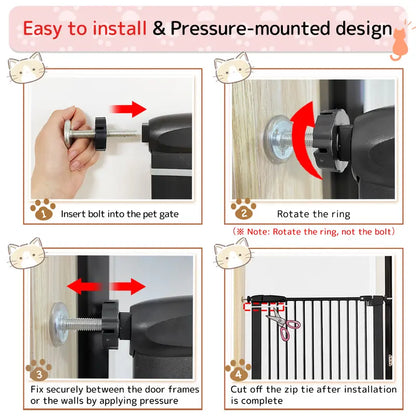 Lumizone Extra Tall Pet Gate 61.02" High Pressure Mounted 30.12"-67.32" Extra Wide (9 Sizes Available) 1.37" Gap for Cat Dog Children Stairs Doorway Hallway No Drilling Auto-Close Cat Gates Dog Gate Proof Gate for Cats Proof Fence Cat Door Safety Gate