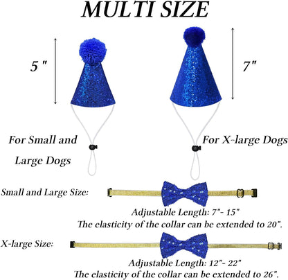 Dog Birthday Party Supplies, X-Large, Blue - Includes Hat, Bandana, Bow Tie, Numbers & Glue Points