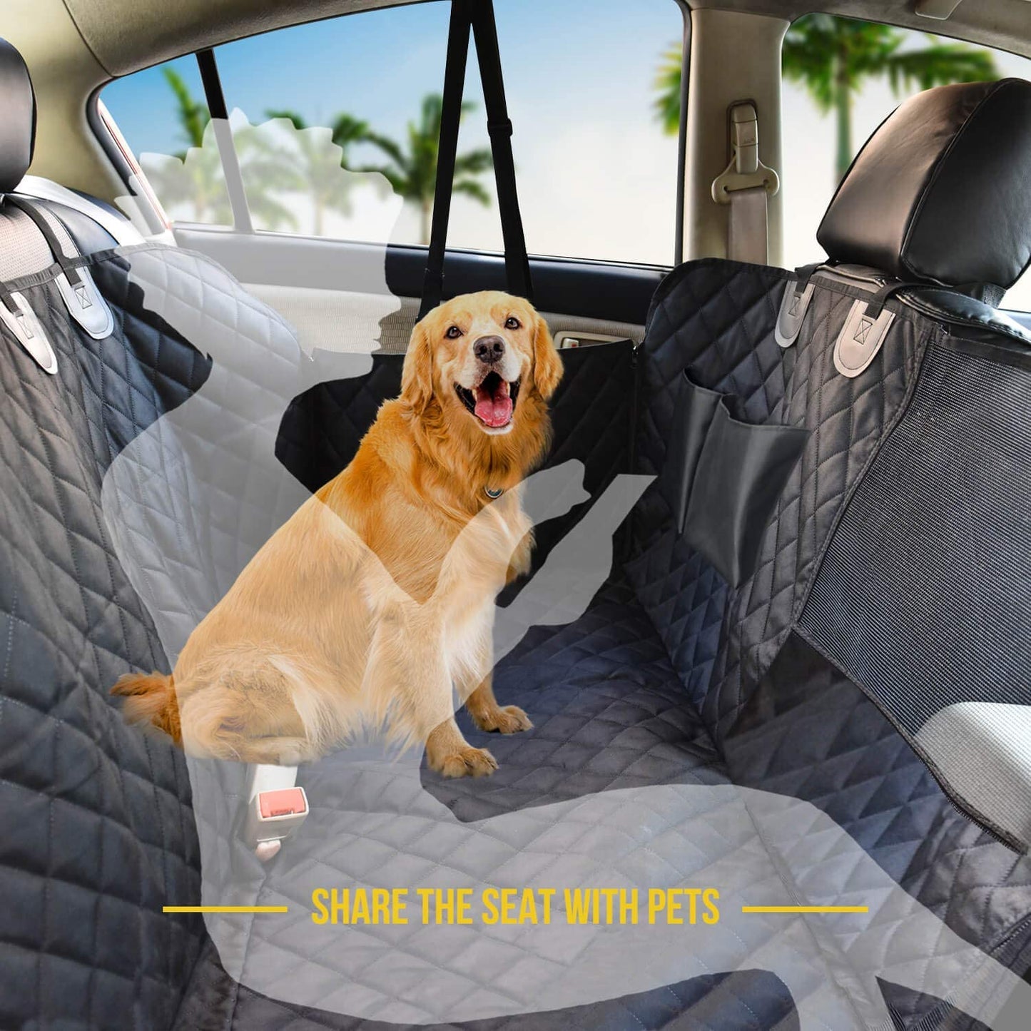 Dog Seat Cover for Back Seat, 100% Waterproof Dog Car Seat Covers with Mesh Window, Scratch Prevent Antinslip Dog Car Hammock, Car Seat Covers for Dogs, Dog Backseat Cover,Standard