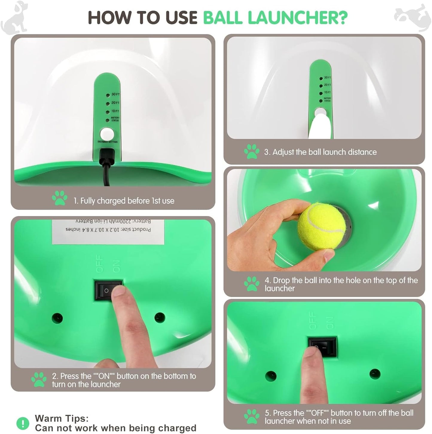 Ball Launcher for Dogs, Automatic Dog Ball Launcher with 12Tennis Balls,Ball Thrower for Dogs Indoor and Outdoor