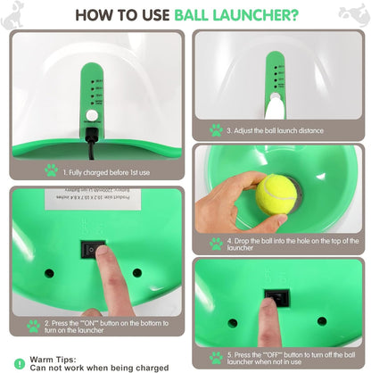 Ball Launcher for Dogs, Automatic Dog Ball Launcher with 12Tennis Balls,Ball Thrower for Dogs Indoor and Outdoor