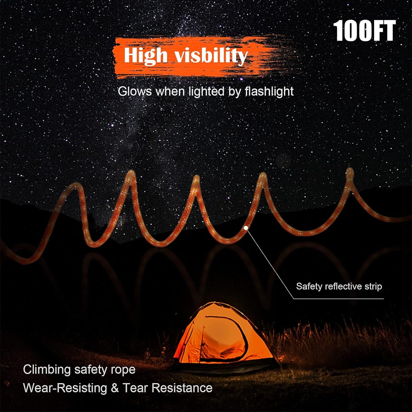 Dog Tie Out Cable for Camping, 100Ft Reflective Overhead Dog Trolley System for 2 Dogs, Portable Dog Hitching Lead up to 300Lbs, Dog Runner for Yard Camping Training Running Hiking Outdoor