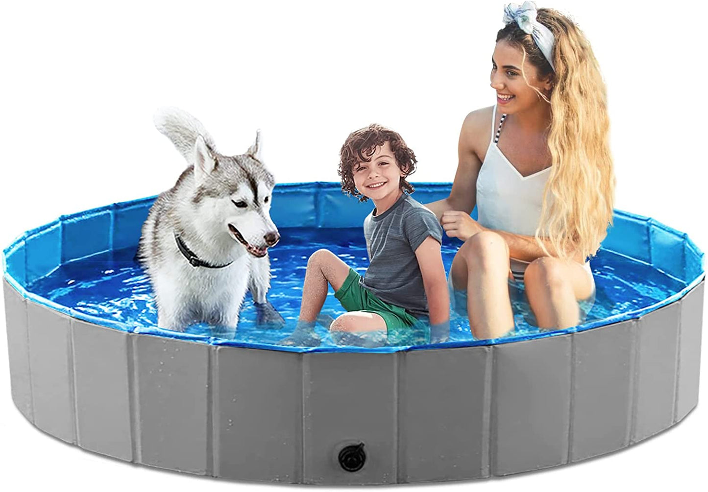 Foldable Dog Pet Bath Pool Collapsible Dog Pet Pool Bathing Tub Kiddie Pool Doggie Wading Pool for Puppy Small Medium Large Dogs Cats and Kids 32" Blue