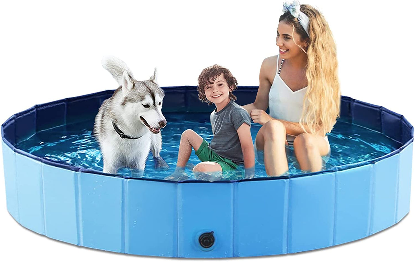 Foldable Dog Pet Bath Pool Collapsible Dog Pet Pool Bathing Tub Kiddie Pool Doggie Wading Pool for Puppy Small Medium Large Dogs Cats and Kids 32" Blue