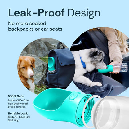 Dog Water Bottle with Poop Bag Dispenser, Portable Dog Travel Water Bottle Perfect for Walking, Hiking, on the Go & Car Rides Pets Drinking (Poops Bags Not Included)