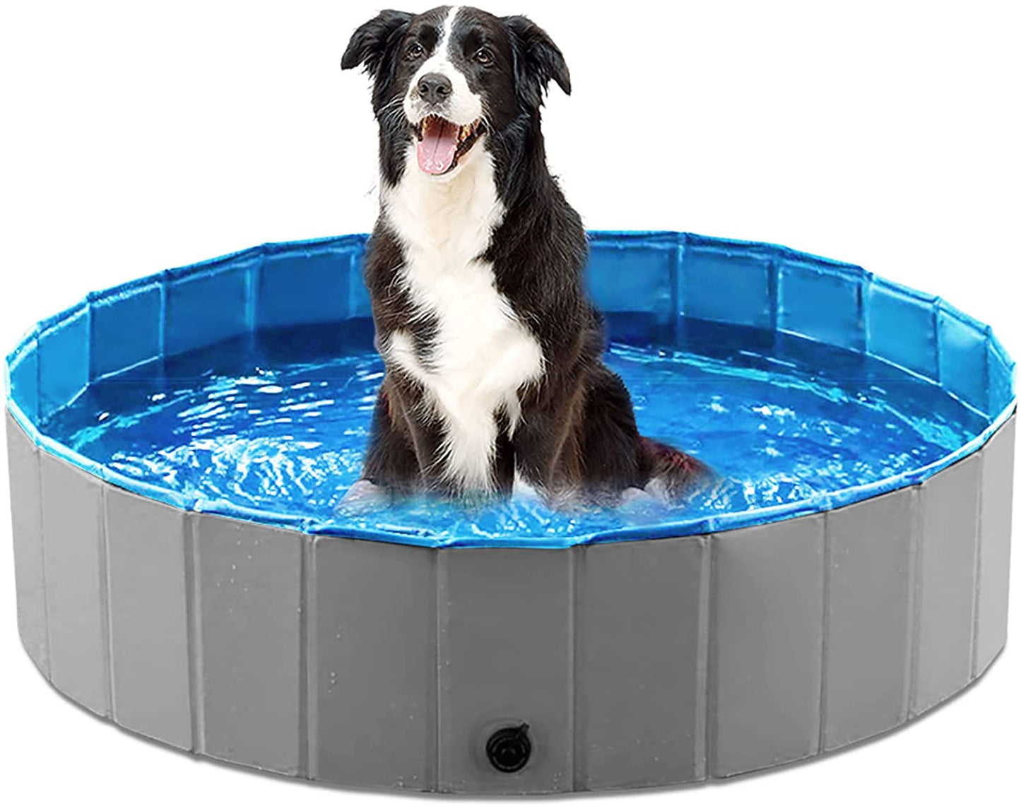 Foldable Dog Pet Bath Pool Collapsible Dog Pet Pool Bathing Tub Kiddie Pool Doggie Wading Pool for Puppy Small Medium Large Dogs Cats and Kids 32" Blue