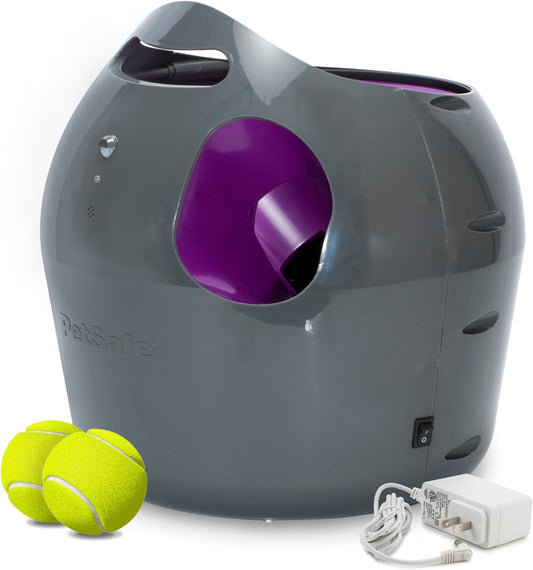 Automatic Ball Launcher - Interactive Dog Toy for Enrichment - Tennis Balls Included - Motion Sensor Promotes Safe Play - Indoor & Outdoor - Adjustable Range - A/C Adaptor or Batteries