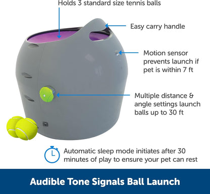 Automatic Ball Launcher - Interactive Dog Toy for Enrichment - Tennis Balls Included - Motion Sensor Promotes Safe Play - Indoor & Outdoor - Adjustable Range - A/C Adaptor or Batteries