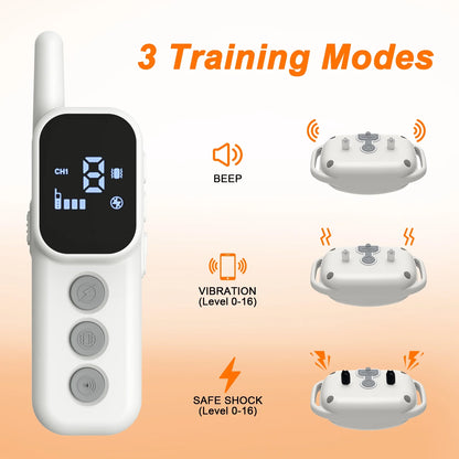 Shock Collar for Dogs, Waterproof Rechargeable Dog Electric Training Collar with Remote for Small Medium Large Dogs with Beep, Vibration, Safe Shock Modes, Grey