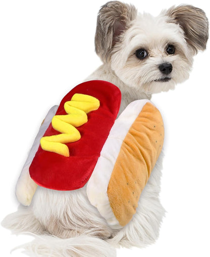 Dog Hot Dog Costume, Dog Halloween Costumes Pet Hot Dog Costume Funny Dog Costume for XS Small Medium Dogs Cats Pets (Medium)