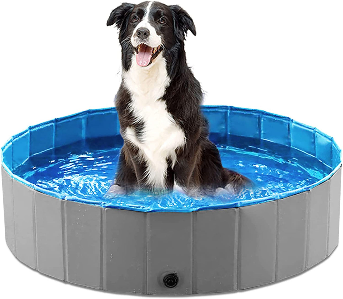 Foldable Dog Pet Bath Pool Collapsible Dog Pet Pool Bathing Tub Kiddie Pool Doggie Wading Pool for Puppy Small Medium Large Dogs Cats and Kids 32" Blue