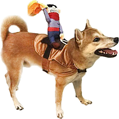 Cowboy Pet Rider Horse Riding -Halloween Dog Apparel Party Dressing up Clothing 