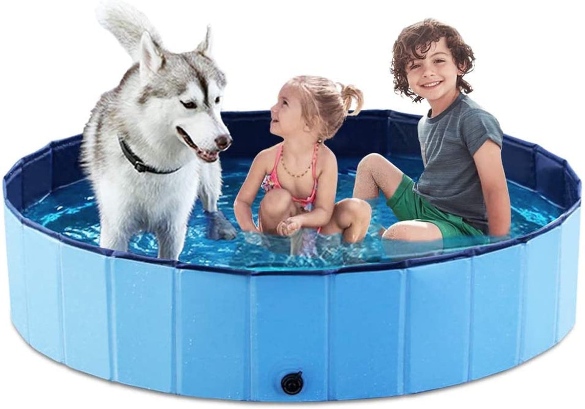 Foldable Dog Pet Bath Pool Collapsible Dog Pet Pool Bathing Tub Kiddie Pool Doggie Wading Pool for Puppy Small Medium Large Dogs Cats and Kids 32" Blue