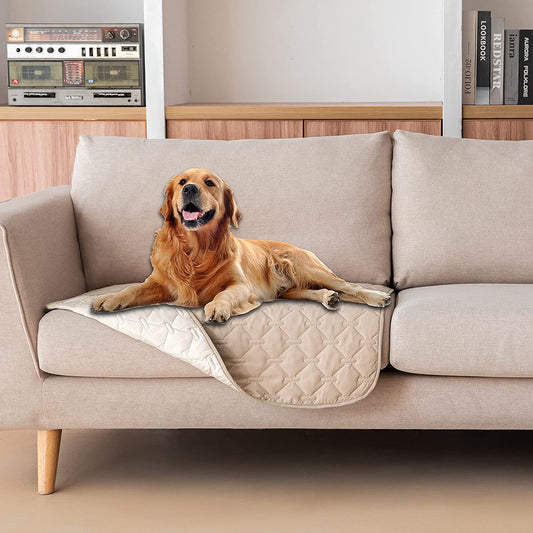 100% Double-Sided Waterproof Dog Bed Cover Pet Blanket Sofa Couch Furniture Protector for Kids Children Dog Cat, Reversible (30X30 Inch (Pack of 1), Dark Beige/Light Beige)