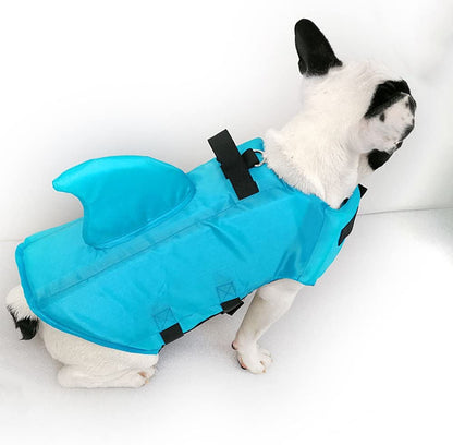 Dog Life Jacket- Preserver with Adjustable Belt, Pet Swimming Shark Jacket for Short Nose Dog,Upgrade Version (Pug,Bulldog,Poodle,Bull Terrier) (S, Blue)