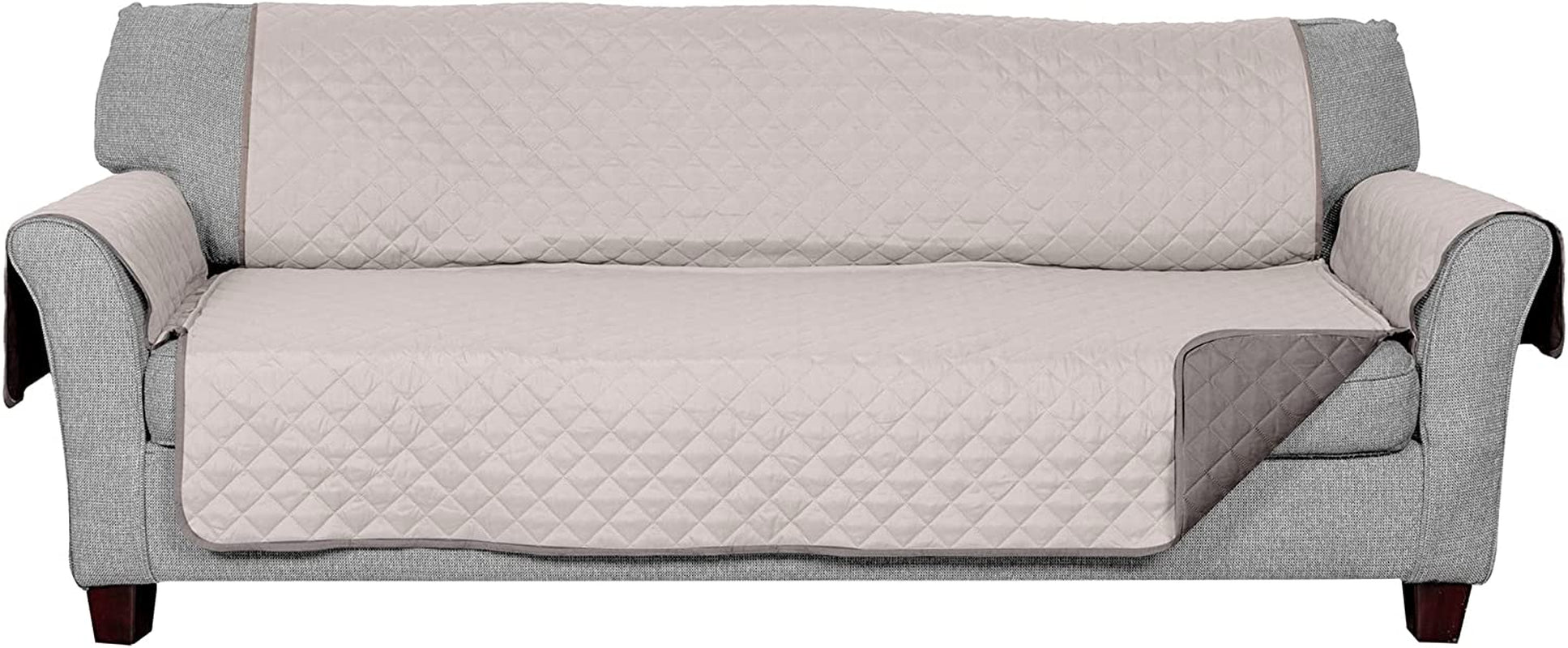 Water-Resistant & Reversible Large Sofa/Couch Cover Protector for Dogs, Cats, & Children - Two-Tone Pinsonic Quilted Living Room Furniture Cover - Gray/Mist, Large Sofa