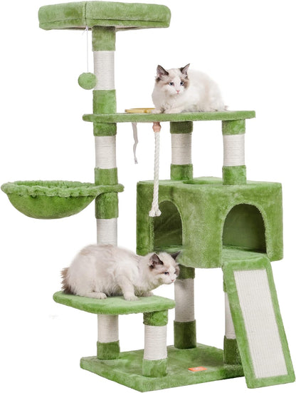 Cat Tree, Cat Tower for Indoor Cats with Scratching Board, Multi-Level Cat Furniture Condo with Feeding Bowl Smoky Gray HCT010G