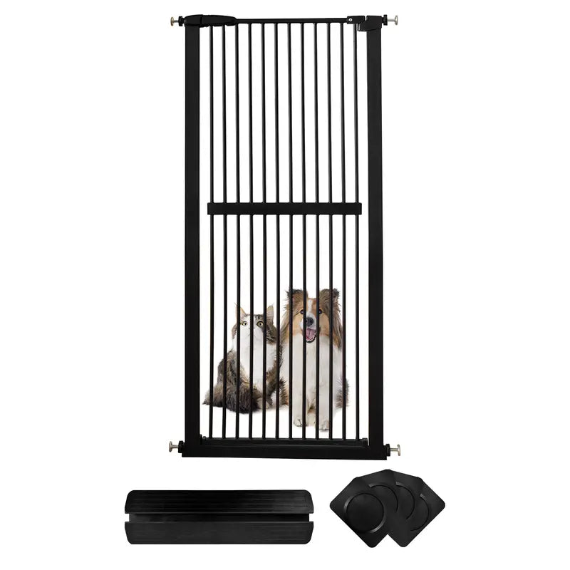 Lumizone Extra Tall Pet Gate 61.02" High Pressure Mounted 30.12"-67.32" Extra Wide (9 Sizes Available) 1.37" Gap for Cat Dog Children Stairs Doorway Hallway No Drilling Auto-Close Cat Gates Dog Gate Proof Gate for Cats Proof Fence Cat Door Safety Gate