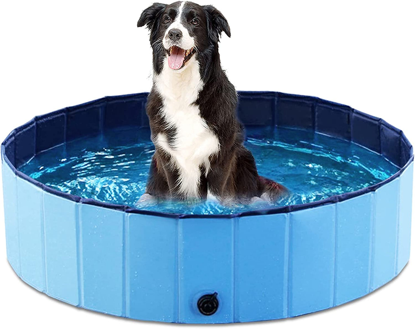 Foldable Dog Pet Bath Pool Collapsible Dog Pet Pool Bathing Tub Kiddie Pool Doggie Wading Pool for Puppy Small Medium Large Dogs Cats and Kids 32" Blue