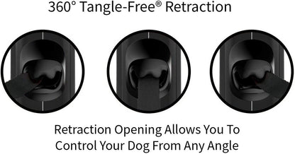 Monochrome 360° Tangle-Free Retractable Dog Leash | 16 Ft Strong Nylon Tape (Large, Black)